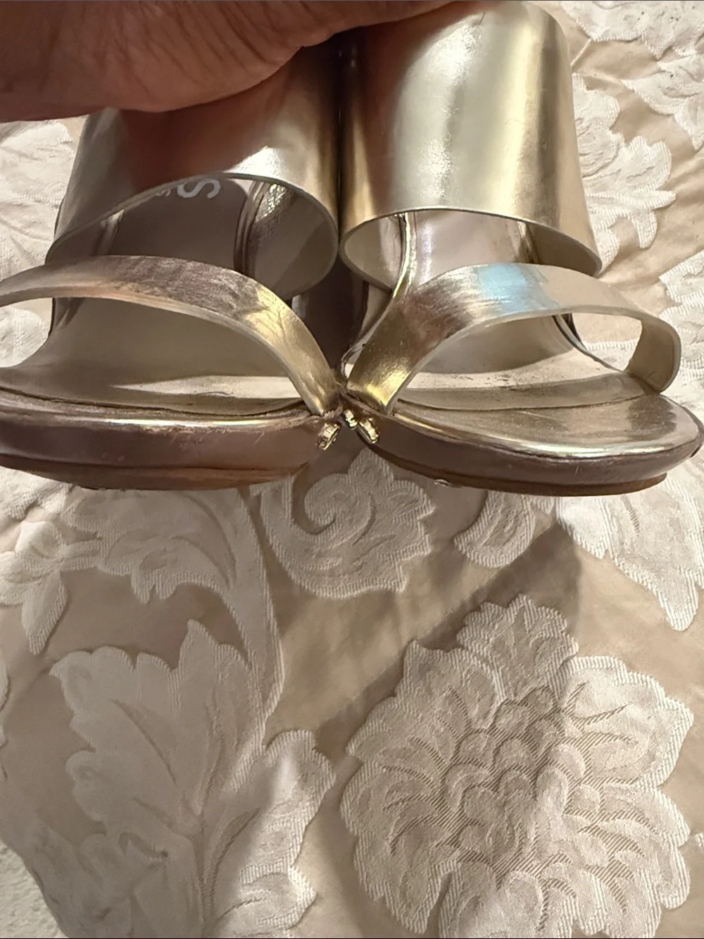 Michael Kors Metallic Gold Leather Block-Heel Sandals